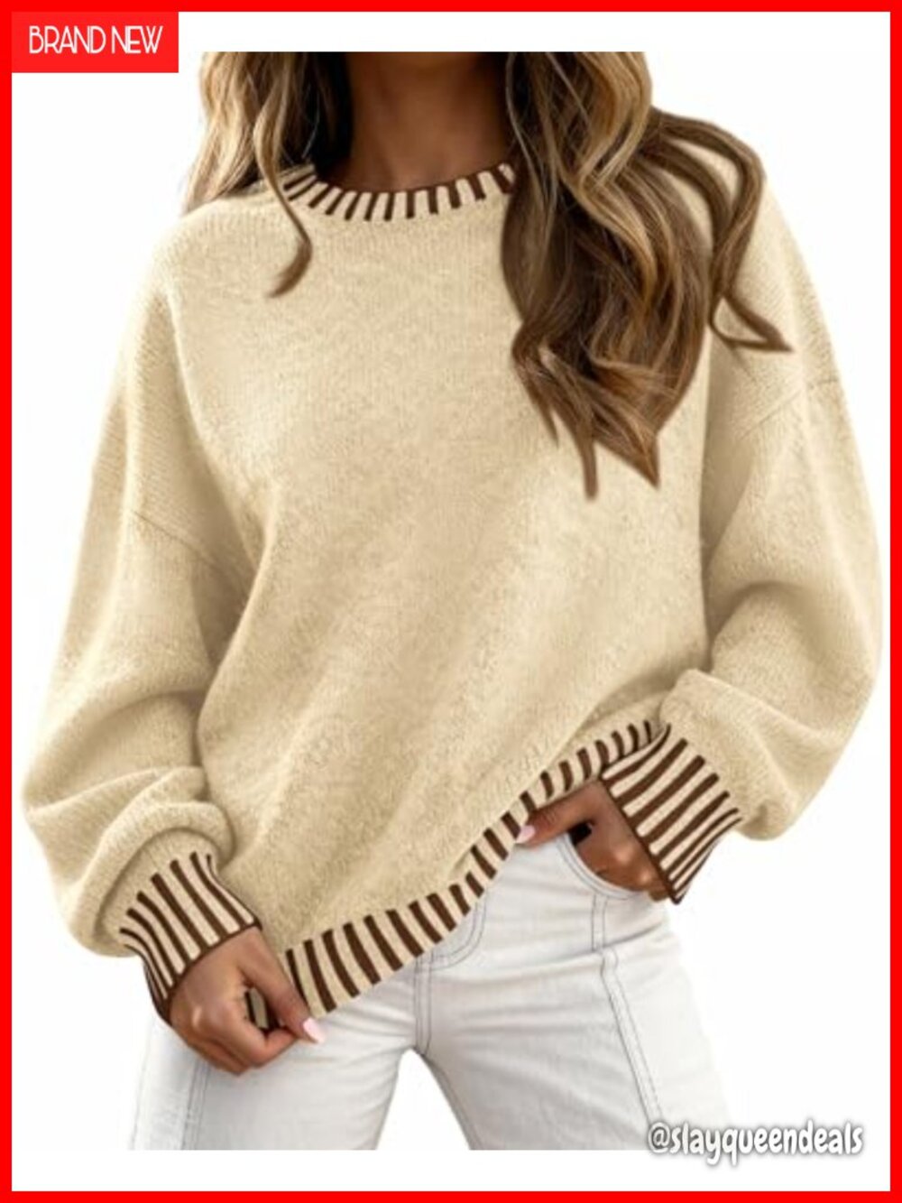 Oversized Crewneck Chunky Knit Pullover Sweater Long Sleeve Fall Winter Top